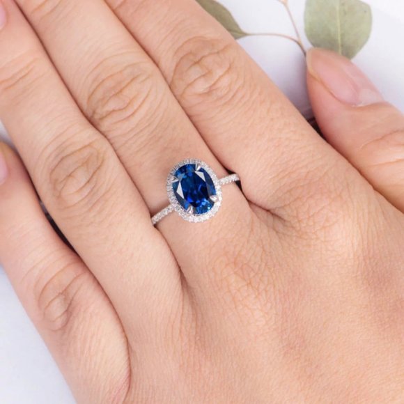 *NEW*925 Silver Oval Cut Sapphire Ring - Picture 6 of 6